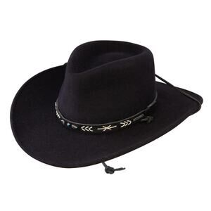 Stetson Mens Santa Fe Crushable Wool Hat Black Size Medium Western Used